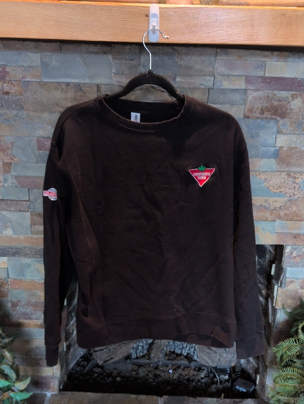 Black Sweatshirt with Small Red Patch Logo
